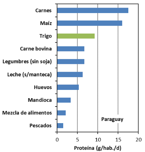 Fig. 1. Principales alimentos de consumo humano como fuentes de (a) energía y (b) proteínas. Elaboración propia a partir de los datos de FAOSTAT, promedio de 3 años (2020-2022).