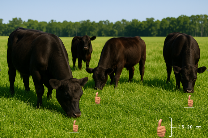 Figura 1. Altura remanente del cultivo de servicio entre 15 y 20 cm, utilizada como criterio de manejo para realizar un pastoreo moderado que preserve la cobertura del suelo.